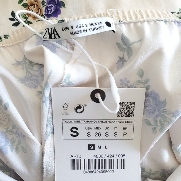 Zara Floral Satin Printed Crochet Cream Maxi Tank Dress Prairiecore NWT Small - Picture 10 of 14